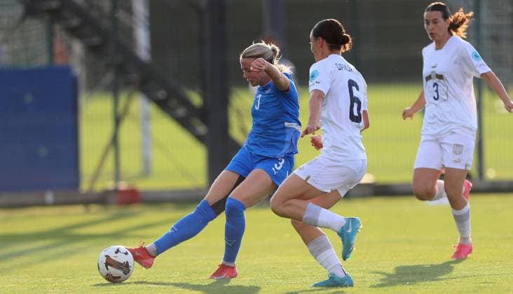 27.06.2025 Stara Pazova Serbia-Iceland international frriendly women s football match Sandra Mairia Jessen (C) Iceland scores first goal :