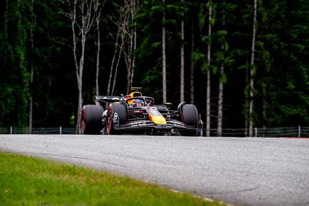 SPIELBERG, AUSTRIA: Max Verstappen, racing for the Red Bull Racing team during the 2025 Formula 1 Austrian Grand Prix at the Red Bull Ring in Spielberg, Austria