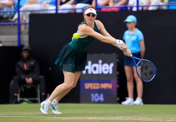27th June 2025; Devonshire Park, Eastbourne, East Sussex, England; Lexus International Eastbourne, Day 5; Maya joint (AUS) plays a backhand shot against Anastasia Pavlyuchenkova in the womens singles semi-final match  ActionPlus12806107 HongboxChen