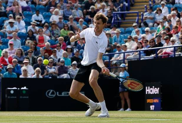 27th June 2025; Devonshire Park, Eastbourne, East Sussex, England; Lexus International Eastbourne, Day 5; Ugo Humbert (FRA) plays a forehand shot against Jensen Brooksby (USA) in the mens semi-finals match  ActionPlus12806117 HongboxChen