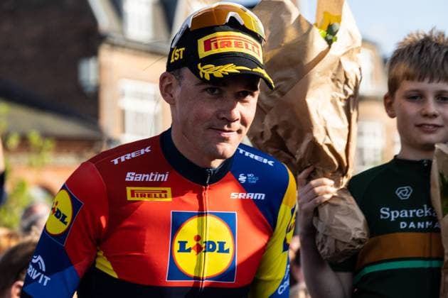 June 27, 2025, Aalborg, The North Jutland Region, Denmark: Gold medalist Mads Pedersen of Team Lidl-Trek is seen after the Men s Elite Individual Time Trial at the Danish Championships. When DM Week returns to Aalborg from 23-29 June 2025, there will be more sports than ever before, new disciplines on the program and an entire city in motion. During an intense week, some of Denmark s most talented athletes will compete for DM gold in over 120 disciplines - from classics like cycling and swimming to high diving from the Limfjord Bridge, dance, speedway and 3x3 basketball. This will be the fourth time DM Week has been held, and the third time Aalborg has hosted it. Aalborg Denmark - ZUMAs197 20250627_aaa_s197_114 Copyright: xKristianxTuxenxLadegaardxBergx