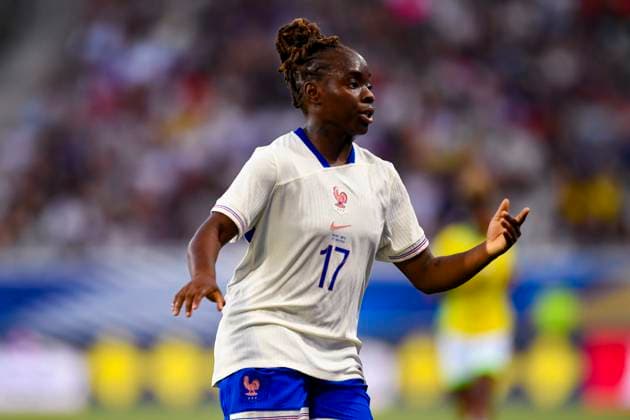 Grenoble, France - June 27: Sandy Baltimore of France in action during the Women s International Friendly, Länderspiel, Nationalmannschaft match between France and Brazil at Stade des Alpes on June 27, 2025 in Grenoble, France. (Photo by Eurasia Images) Grenoble Stade des Alpes France