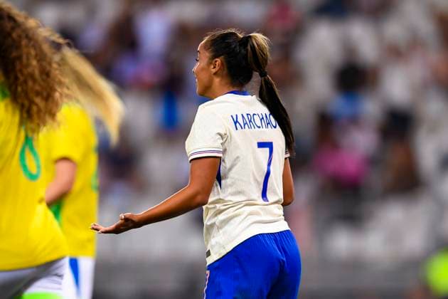 Grenoble, France - June 27: Sakina Karchaoui of France reacts during the Women s International Friendly, Länderspiel, Nationalmannschaft match between France and Brazil at Stade des Alpes on June 27, 2025 in Grenoble, France. (Photo by Eurasia Images) Grenoble Stade des Alpes France