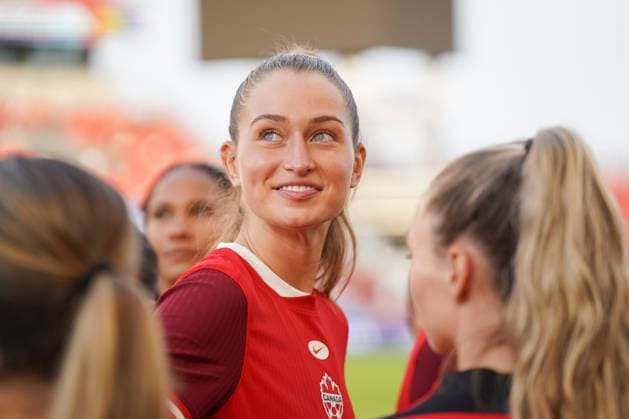 June 27, 2025, Toronto, Ontario, Canada: Jordyn Huitema 9 of Canada before the International Women s Friendly match between Canada and Costa Rica at BMO Field. on June 27, 2025 in Toronto, Canada. Toronto Canada - ZUMAe321 20250627_zsa_e321_061 Copyright: xLeonardoxRamirezx