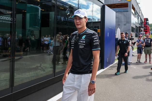 George Russell (Mercedes-AMG Petronas 63) im Fahrerlager, Paddock, 3 Freies Training, Grosser Preis von Oesterreich, Motorsport, Herren, Formel 1, 28.06.2025 Spielberg Steiermark Oesterreich