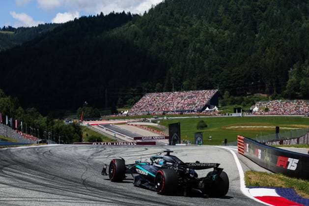 63 George Russell (GBR, Mercedes-AMG Petronas F1 Team), F1 Grand Prix of Austria at Red Bull Ring on June 28, 2025 in Spielberg, Austria. (Photo by HOCH ZWEI) Spielberg Austria