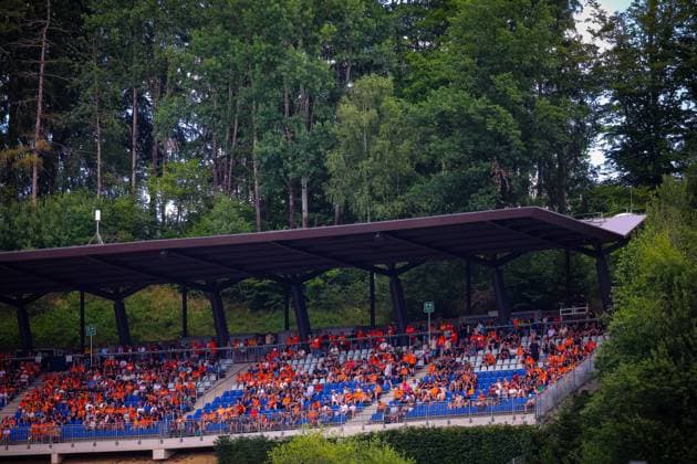 Public Tifosi Fan Grandstand, during the Austrian GP, Spielberg 26-29 June 2025, Red Bull Ring Formula 1 World Championship, WM, Weltmeisterschaft 2025.  Copyright: xFedericoxBasile IPAxSportx xipa-agency.netx xx IPA_59582673 IPA_Agency_IPA59582673