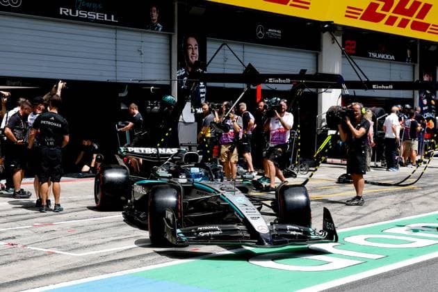 63 George Russell (GBR, Mercedes-AMG Petronas F1 Team), F1 Grand Prix of Austria at Red Bull Ring on July 28, 2025 in Spielberg, Austria. (Photo by HOCH ZWEI) Spielberg Austria