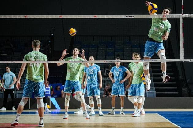 Volleyball - FIVB Men s Volleyball Nations League - Slovenia - France - 28.06.2025 Rok BraÄko warms-up before the game against France during Mens Volleyball Nations League in Burgas, VNL Copyright: xYulianxTodorovx