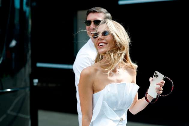 28.06.2025, xsvx, Motorsport FIA Formel 1, Grand Prix von Österreich v.l. Victoria Swarovski und Mark Mateschitz (FIA REGULATIONS PROHIBIT ANY USE OF PHOTOGRAPHS as IMAGE SEQUENCES and or QUASI-VIDEO) Zeltweg-Spielberg