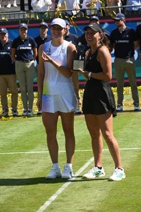 28.06.2025 Bad Homburg OPEN 2025 Tennis Damen Turnier WTA, Tennis Damen FINALE Jessica Pegula (USA) gegen Iga Swiatek (POL) Bild zeigt die Finalistinen Iga Swiatek und Jessica Pegula