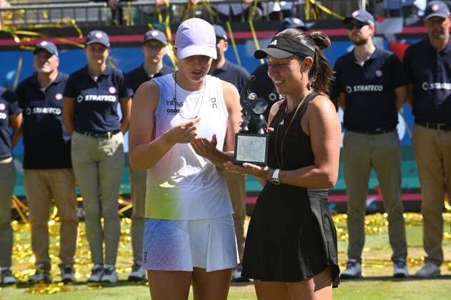 28.06.2025 Bad Homburg OPEN 2025 Tennis Damen Turnier WTA, Tennis Damen FINALE Jessica Pegula (USA) gegen Iga Swiatek (POL) Bild zeigt die Finalistinen Iga Swiatek und Jessica Pegula