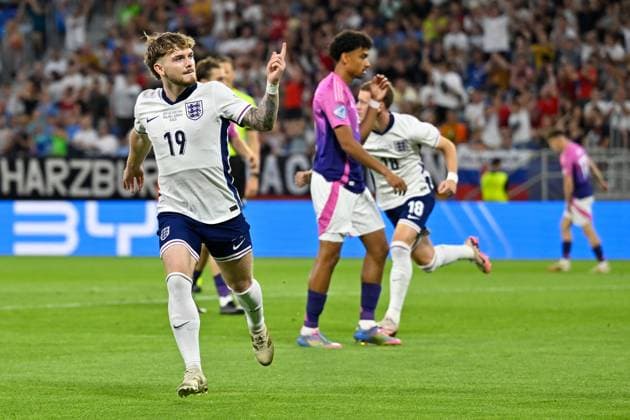 Bratislava, Narodny futbalovy stadion - Tehelne Pole, 28.06.25, SVK, Herren, UEFA U21, U 21 Europameisterschaft, Finale, England-Deutschland Bild: Harvey ELLIOTT (England) jubelt nach seinem Tor zum 1:0 UEFA regulations prohibit any use of photographs as image sequences and or quasi-video. Bratislava Slowakei