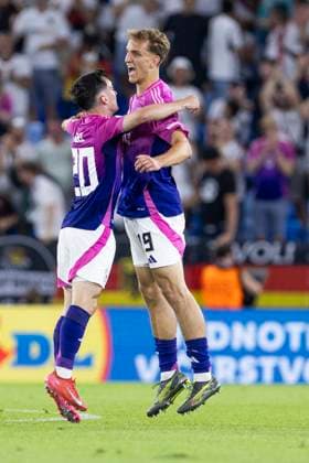 UEFA U21, U 21 Europameisterschaft, Finale: England - Deutschland; 28.06.2025 Paul Nebel (Deutschland, 20) und Nelson Weiper (Deutschland, 19) jubeln bei der UEFA U21-Europameisterschaft im Finalspiel England - Deutschland, am 28.06.2025, National Football Stadium, Bratislava, Slowakei Copyright: xBEAUTIFULxSPORTS Meuselx