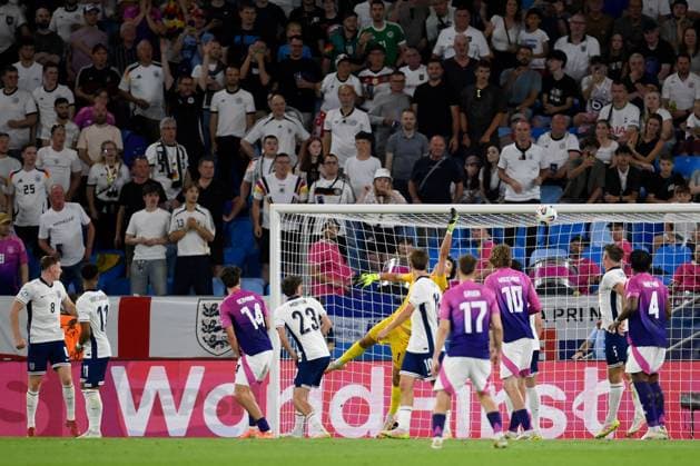 Paul Nebel of Germany scores the sides second goal to make it 2-2 England U21, U 21 v Netherlands U21, UEFA U21 Championship, Final, National Football Stadium, Bratislava, Slovakia - 28 Jun 2025Bratislava National Football Stadium Slovakia  Copyright: xAlexxNicodim Shutterstockx 15377260di