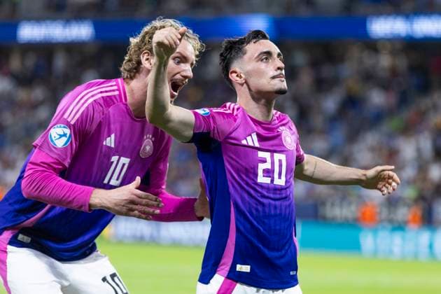 Sport Bilder des Tages UEFA U21, U 21 Europameisterschaft, Finale: England - Deutschland; 28.06.2025 Nick Woltemade (Deutschland, 10) jubelt mit Paul Nebel (Deutschland, 20) bei der UEFA U21-Europameisterschaft im Finalspiel England - Deutschland, am 28.06.2025, National Football Stadium, Bratislava, Slowakei Copyright: xBEAUTIFULxSPORTS Meuselx