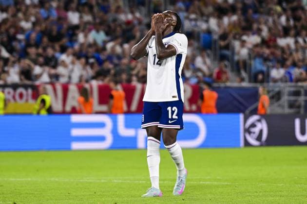 BRATISLAVA - Brooke Norton Cuffy of England U21, U 21 reacts after a missed chance at the National Football Stadium during the Under-21 European Championship, EM, Europameisterschaft final between Young England and Young Germany. ANP Hollandse Hoogte UEFA European Under-21 Championship 2025 Final 2024 25 xVIxANPxSportx xGerritxvanxKeulenxIVx 530652509 originalFilename: 530652509.jpg