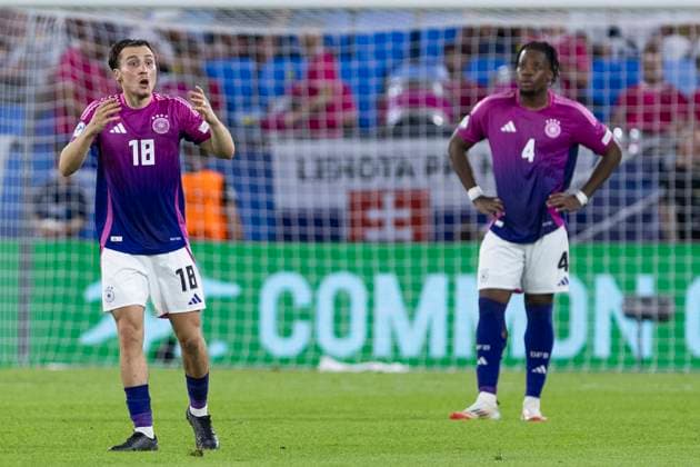 UEFA U21, U 21 Europameisterschaft, Finale: England - Deutschland; 28.06.2025 Rocco Reitz (Deutschland, 18), Bright Arrey-Mbi (Deutschland, 4) bei der UEFA U21-Europameisterschaft im Finalspiel England - Deutschland, am 28.06.2025, National Football Stadium, Bratislava, Slowakei Copyright: xBEAUTIFULxSPORTS Meuselx