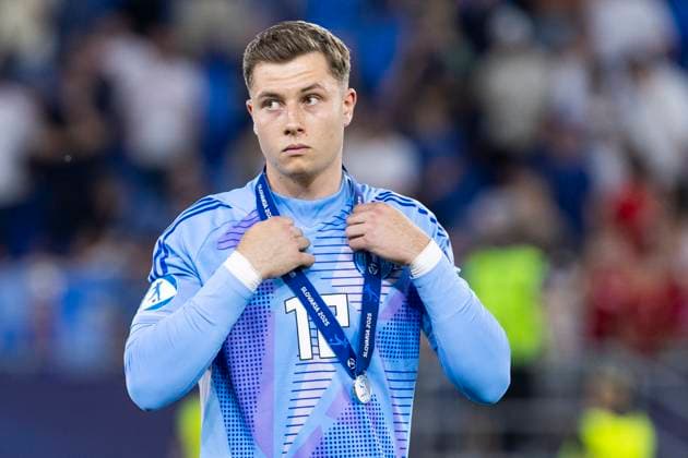 UEFA U21, U 21 Europameisterschaft, Finale: England - Deutschland; 28.06.2025 Tjark Ernst (Deutschland, 12) bei der UEFA U21-Europameisterschaft im Finalspiel England - Deutschland, am 28.06.2025, National Football Stadium, Bratislava, Slowakei *** UEFA U21 European Championship, Final England Germany 28 06 2025 Tjark Ernst Germany, 12 at the UEFA U21 European Championship Final England Germany, on 28 06 2025, National Football Stadium, Bratislava, Slovakia Copyright: xBEAUTIFULxSPORTS Meuselx
