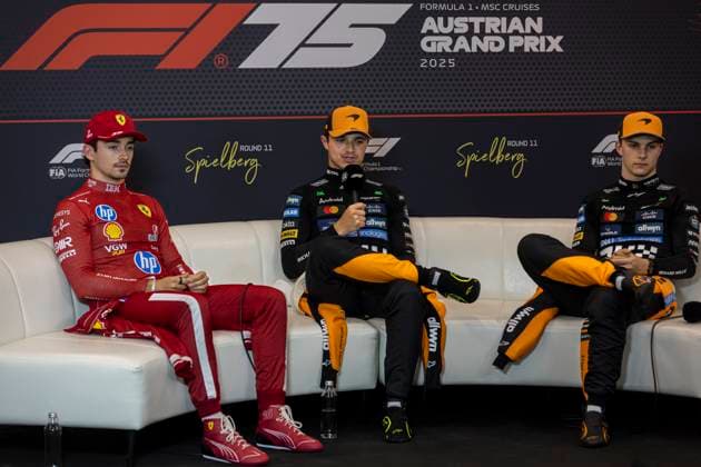 F1 Grand Prix of Austria - Qualifying Lando Norris of Great Britain and McLaren F1 Team driver speaks during the post-qualifying interview at Formula 1 MSC Cruises Austrian Grand Prix in Spielberg, Austria, on June 28, 2025. Spielberg Austria  Copyright: xRobertxSzaniszlox originalFilename:szaniszlo-notitle250628_npvBr.jpg