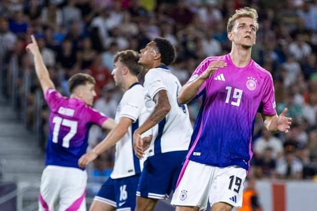 UEFA U21, U 21 Europameisterschaft, Finale: England - Deutschland; 28.06.2025 Nelson Weiper (Deutschland, 19) bei der UEFA U21-Europameisterschaft im Finalspiel England - Deutschland, am 28.06.2025, National Football Stadium, Bratislava, Slowakei Copyright: xBEAUTIFULxSPORTS Meuselx
