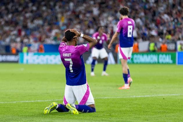 UEFA U21, U 21 Europameisterschaft, Finale: England - Deutschland; 28.06.2025 Ansgar Knauff (Deutschland, 7) verzweifelt bei der UEFA U21-Europameisterschaft im Finalspiel England - Deutschland, am 28.06.2025, National Football Stadium, Bratislava, Slowakei Copyright: xBEAUTIFULxSPORTS Meuselx