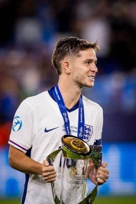 ENGLAND U21, U 21 - GERMANY U21 FINAL James McAtee of England celebrates with a trophy after the UEFA European Under-21 Championship 2025 Final football match between England U21 and Germany U21. National Football Stadium (Tehelene Pole), Bratislava, Slovakia, June 28, 2025. Photo by Branislav Racko Copyright: xx 080A3571