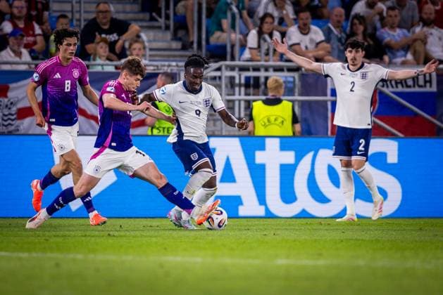 ENGLAND U21, U 21 - GERMANY U21 FINAL Jonathan Rowe of England during the UEFA European Under-21 Championship 2025 Final football match between England U21 and Germany U21. National Football Stadium (Tehelene Pole), Bratislava, Slovakia, June 28, 2025. Photo by Branislav Racko Copyright: xx 080A2684