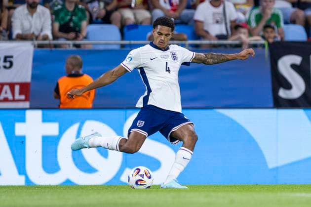 UEFA U21, U 21 Europameisterschaft, Finale: England - Deutschland; 28.06.2025 Jarell Quansah (England, 4) bei der UEFA U21-Europameisterschaft im Finalspiel England - Deutschland, am 28.06.2025, National Football Stadium, Bratislava, Slowakei Copyright: xBEAUTIFULxSPORTS Meuselx