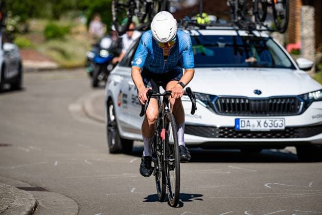 MEDER Stephanie: National Championships Road cycling, Rad, Radsport, Strasse 2025 - RR MEDER Stephanie ( GER ) RC 1886 Villingen e.V. Querformat - quer - horizontal - Landscape - Event Veranstaltung: National Championships - Road Cycling - Category Kategorie: Cycling - Road Cycling - Elite Women - Location Ort: Europe Germany - Rheinland Pfalz - Start: Linden - Finish - Linden ( Rheinland Pfalz ) - Discipline: Road Race ( RR ) - National Championships - Distance: 118.8 km - Date Datum: 28.06.2025 Saturday -