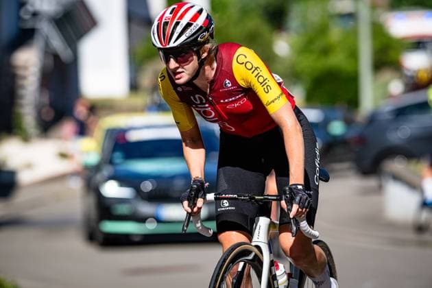 LUDWIG Hannah: National Championships Road cycling, Rad, Radsport, Strasse 2025 - RR LUDWIG Hannah ( GER ) COFIDIS WOMEN TEAM ( CWT ) - FRA Querformat - quer - horizontal - Landscape - Event Veranstaltung: National Championships - Road Cycling - Category Kategorie: Cycling - Road Cycling - Elite Women - Location Ort: Europe Germany - Rheinland Pfalz - Start: Linden - Finish - Linden ( Rheinland Pfalz ) - Discipline: Road Race ( RR ) - National Championships - Distance: 118.8 km - Date Datum: 28.06.2025 Saturday -