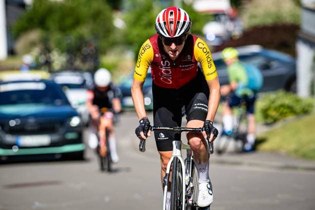 LUDWIG Hannah: National Championships Road cycling, Rad, Radsport, Strasse 2025 - RR LUDWIG Hannah ( GER ) COFIDIS WOMEN TEAM ( CWT ) - FRA Querformat - quer - horizontal - Landscape - Event Veranstaltung: National Championships - Road Cycling - Category Kategorie: Cycling - Road Cycling - Elite Women - Location Ort: Europe Germany - Rheinland Pfalz - Start: Linden - Finish - Linden ( Rheinland Pfalz ) - Discipline: Road Race ( RR ) - National Championships - Distance: 118.8 km - Date Datum: 28.06.2025 Saturday -