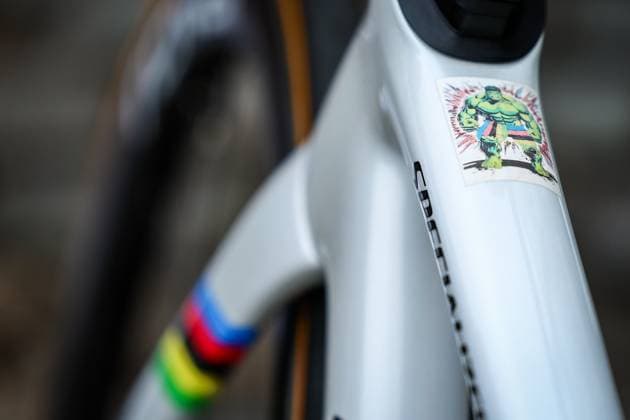 Bike of Belgian Lotte Kopecky of SD Worx-Protime pictured before the women s elite road race of the Belgian Cycling Championships, 132,8 km from and to the Grand Place square in Binche on Sunday 29 June 2025. DAVIDxPINTENS  x128047896x