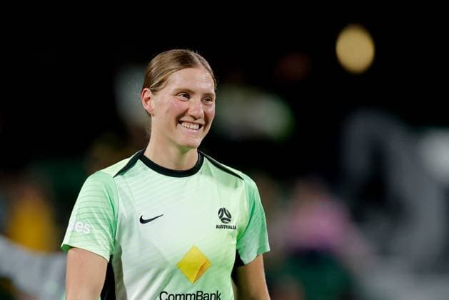 SOCCER AUSTRALIA SLOVENIA, Natasha Prior of Australia is seen warming up before the Women s friendly international soccer match between Australia and Slovenia at HBF Park in Perth, Sunday, June 29, 2025. ( NO ARCHIVING, EDITORIAL USE ONLY PERTH WESTERN AUSTRALIA AUSTRALIA  Copyright: xRICHARDxWAINWRIGHTx 20250629127425181236