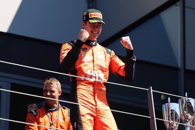Richard Verschoor (MP Motorsport, Formel 2) gewinnt Feature Race, Podium, Grosser Preis von Oesterreich, Motorsport, Herren, Formel 1, 29.06.2025 Spielberg Steiermark Oesterreich