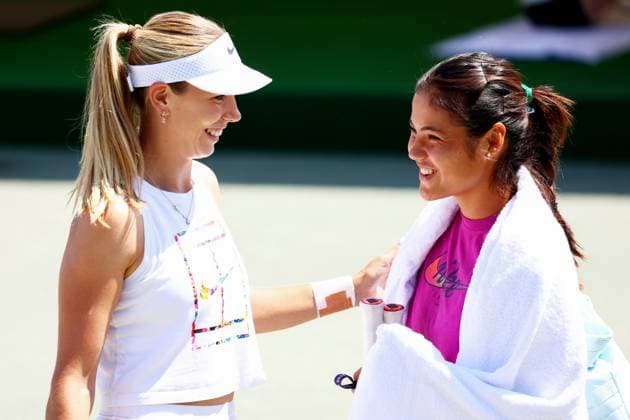 Katie Boulter and Emma Raducanu. Wimbledon Tennis Championships, Sunday Practice, The All England Lawn Tennis and Croquet Club, London, UK - 29 Jun 2025London The All England Lawn Tennis and United Kingdom  Copyright: xJamesxMarsh Shutterstockx 15378355ai