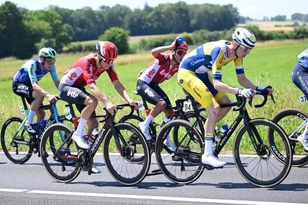 Belgian 2025 National Championship Binche 29 06 2025 BINCHE, BELGIUM - JUNE 29 : Van Hemelen Vincent of Team Flanders - Baloise, Berckmoes Jenno of Lotto during the Men Elite cycling road race of the Belgian National Championships 2025 an UCI National Championships cycling race of 230 km with start in Binche and finish in Binche on June 29, 2025 in Binche, Belgium, 29 06 2025 Binche Belgium  Copyright: xNicoxVereeckenx