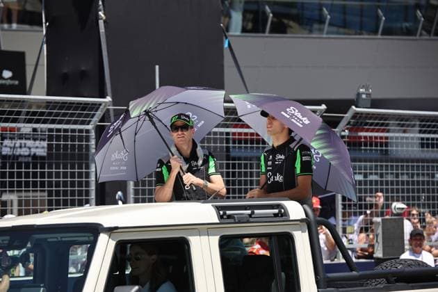29.06.2025, Red Bull Ring, Spielberg, Formel 1 Großer Preis von Österreich 2025 , im Bild Nico Hülkenberg (DEU), Stake F1 Team Kick Sauber und Gabriel Bortoleto (BRA), Stake F1 Team Kick Sauber bei der Fahrerparade. (Photo by Alessandro Martellotta Hasan Bratic DeFodi Images)