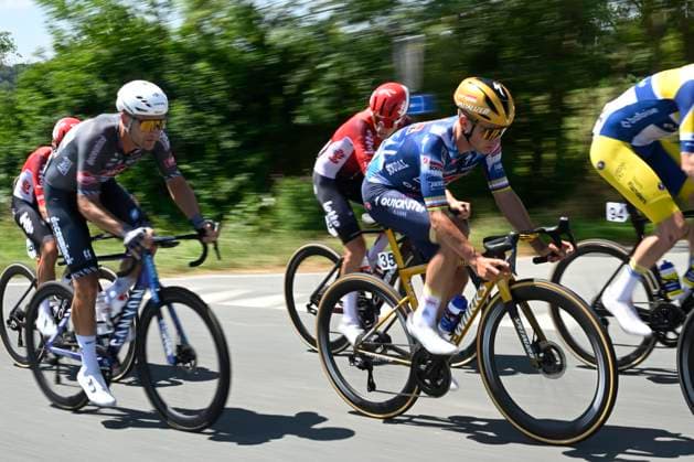 Belgian 2025 National Championship Binche 29 06 2025 BINCHE, BELGIUM - JUNE 29 : Evenepoel Remco of Soudal Quick-Step, Rickaert Jonas of Alpecin - Deceuninck during the Men Elite cycling road race of the Belgian National Championships 2025 an UCI National Championships cycling race of 230 km with start in Binche and finish in Binche on June 29, 2025 in Binche, Belgium, 29 06 2025 Binche Belgium  Copyright: xNicoxVereeckenx