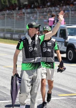 29.06.2025, Red Bull Ring, Spielberg, Formel 1 Großer Preis von Österreich 2025 , im Bild Nico Hülkenberg (DEU), Stake F1 Team Kick Sauber und Gabriel Bortoleto (BRA), Stake F1 Team Kick Sauber bei der Fahrerparade. (Photo by Alessandro Martellotta Hasan Bratic DeFodi Images)