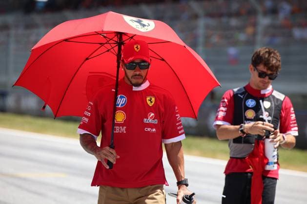 Formel 1, GP Österreich in Spielberg, Fahrerparade Lewis Hamilton (Scuderia Ferrari HP, 44), Charles Leclerc (Scuderia Ferrari HP, 16), Drivers Parade, Fahrerparade, Grosser Preis von Oesterreich, Motorsport, Herren, Formel 1, 29.06.2025 Spielberg Steiermark Oesterreich