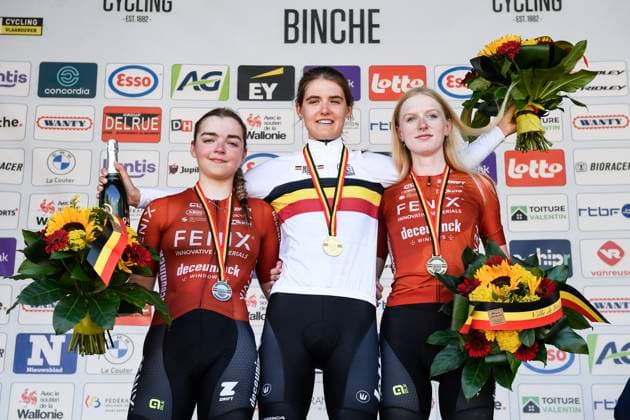 Belgian 2025 National Championship Binche 29 06 2025 BINCHE, BELGIUM - JUNE 29 : BOELS Dina of Lotto Ladies winning the Women Elite U23 cycling road race of the Belgian National Championships 2025 an UCI National Championships cycling race of 132,8 km with start in Binche and finish in Binche on June 29, 2025 in Binche, Belgium, 29 06 2025 Binche Belgium  Copyright: xMarcxGoyvaertsx