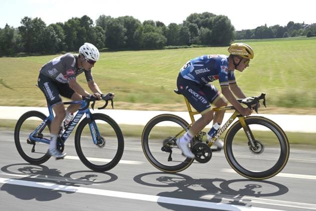 Belgian Remco Evenepoel of Soudal Quick-Step pictured in action during the men s elite road race of the Belgian Cycling Championships, 230km from and to the Grand Place square in Binche on Sunday 29 June 2025. POOLxNICOxVEREECKEN  x128060592x