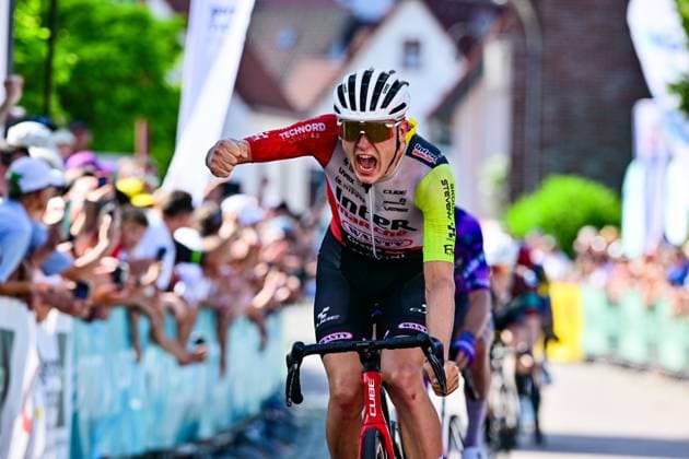 Georg ZIMMERMANN Deutscher Meister Straßenrennen Männer Elite Rad DM 2025 Georg ZIMMERMANN (IntermarchÃ - Wanty) Deutscher Meister vor Felix ENGELHARDT (Team Jayco AlUla) und AntonSCHIFFER (BIKE AID) Straßenrennen Männer Elite Deutsche Meisterschaft im Radsport 2025 Rad DM 27. Juni 2025 Deutsche Straßen-Meisterschafte. Kaiserslautern, Ramstein, Linden