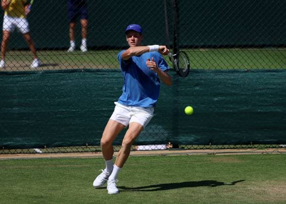 29th June 2025; All England Lawn Tennis and Croquet Club, London, England; Wimbledon Tennis Tournament, Practice Day; Jannik Sinner (ITA) practising on the Aorangi courts  ActionPlus12806787 JohnxPatrickxFletcher