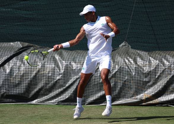 29th June 2025; All England Lawn Tennis and Croquet Club, London, England; Wimbledon Tennis Tournament, Practice Day; Felix Auger-Aliassime practising on the Aorangi courts  ActionPlus12806794 JohnxPatrickxFletcher