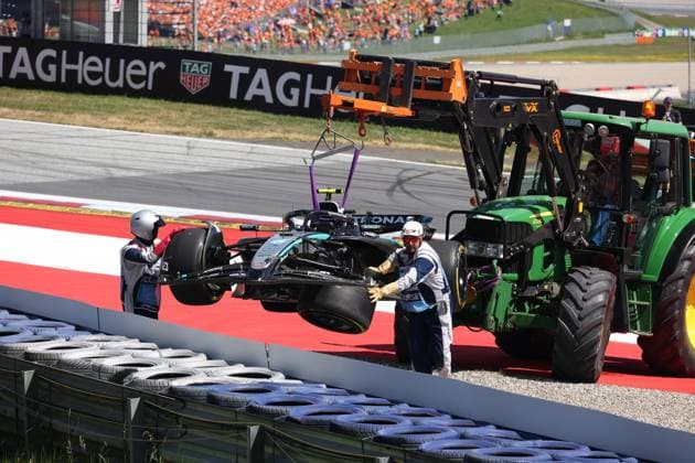 29.06.2025, Red Bull Ring, Spielberg, Formel 1 Großer Preis von Österreich 2025 , im Bild Unfall zwischen Andrea Kimi Antonelli (ITA), Mercedes-AMG Petronas Formula One Team und Max Verstappen (NLD), Oracle Red Bull Racing, beide Fahrer scheiden aus. (Photo by Alessandro Martellotta Hasan Bratic DeFodi Images)