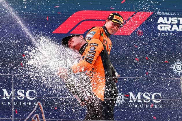 4 Lando Norris (GBR, McLaren F1 Team), 81 Oscar Piastri (AUS, McLaren F1 Team), F1 Grand Prix of Austria at Red Bull Ring on June 29, 2025 in Spielberg, Austria. (Photo by HOCH ZWEI) Spielberg Austria