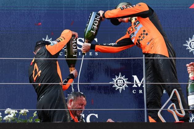4 Lando Norris (GBR, McLaren F1 Team), 81 Oscar Piastri (AUS, McLaren F1 Team), F1 Grand Prix of Austria at Red Bull Ring on June 29, 2025 in Spielberg, Austria. (Photo by HOCH ZWEI) Spielberg Austria