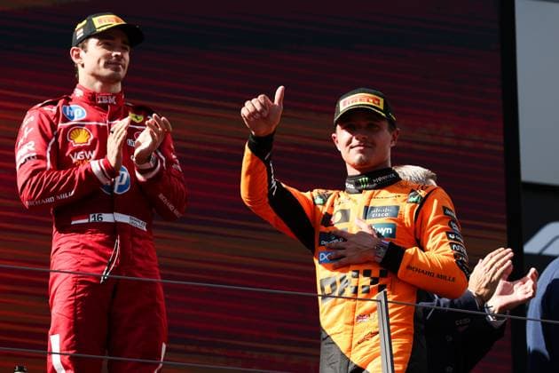 4 Lando Norris (GBR, McLaren F1 Team), 16 Charles Leclerc (MCO, Scuderia Ferrari HP), F1 Grand Prix of Austria at Red Bull Ring on June 29, 2025 in Spielberg, Austria. (Photo by HOCH ZWEI) Spielberg Austria